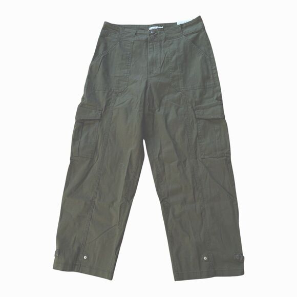 Jessica Simpson Pants Women 10 Green Flat Front Cargo Pant NWT Adjustable Hem - Picture 1 of 11